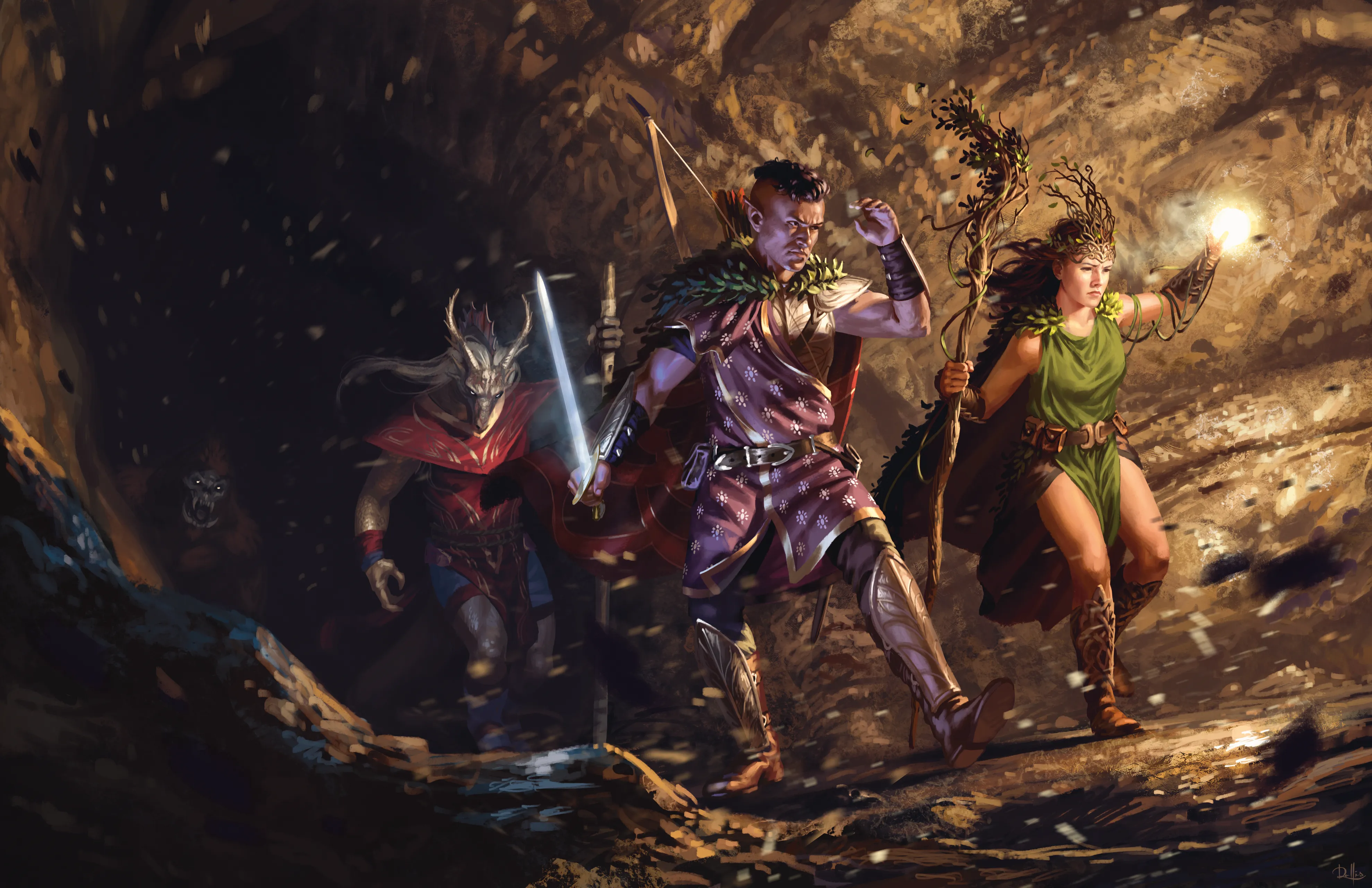 Three adventurers brave the howling winds of Pandemonium in search of Mowler's Crag.