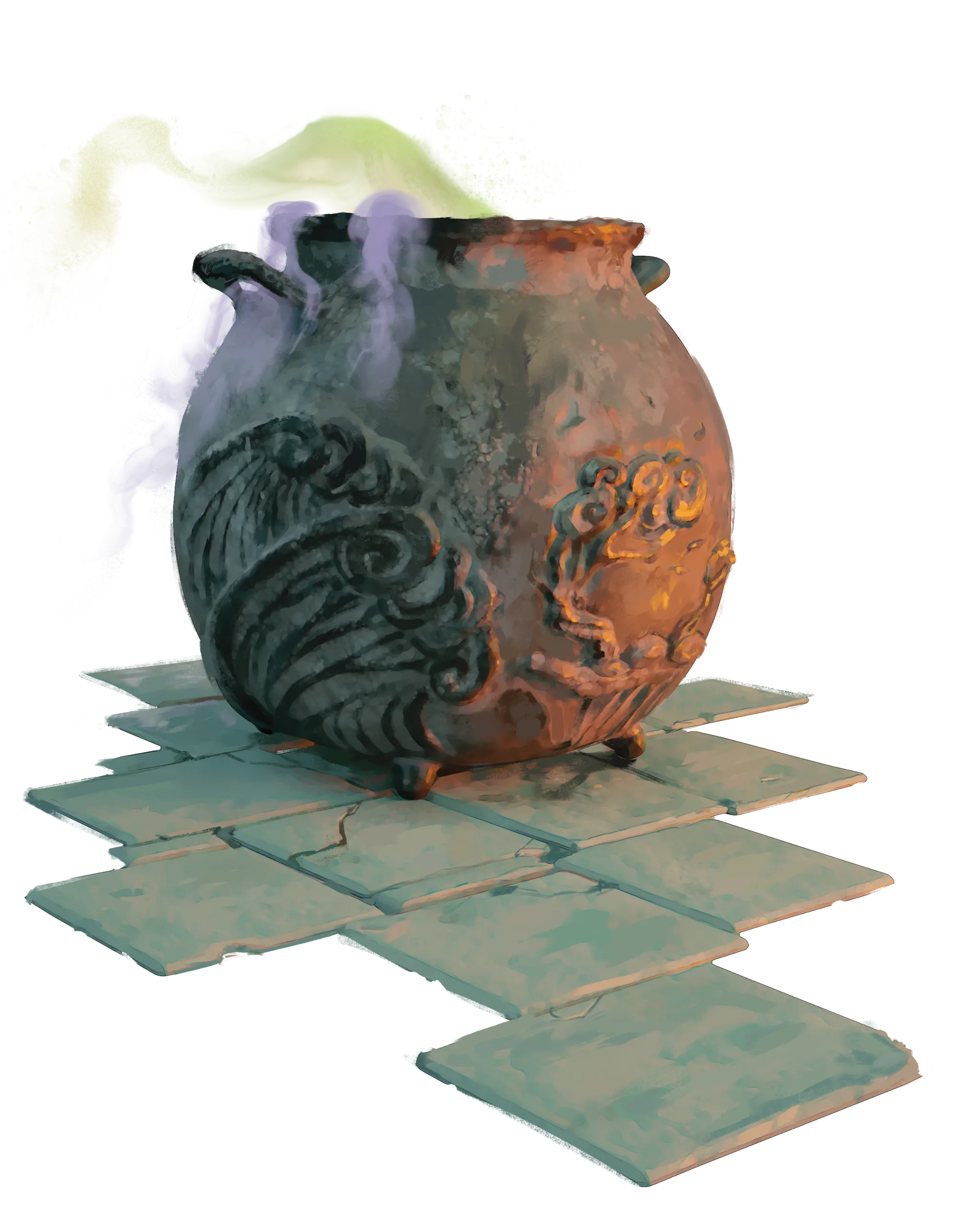 A cauldron is standard equipment in a potion brewer's laboratory.