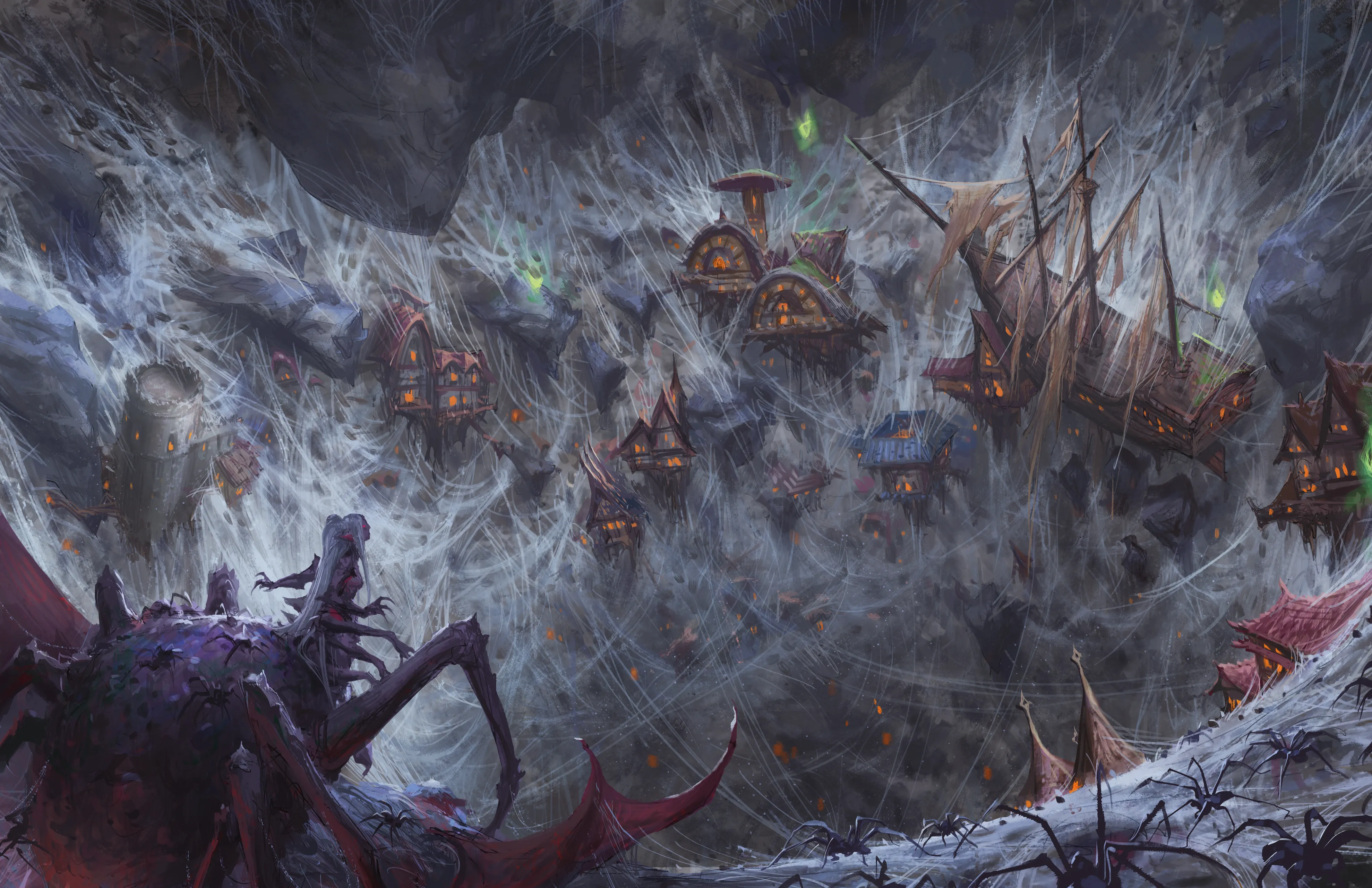 The detritus of the planes is tangled int he Demonweb Pits.