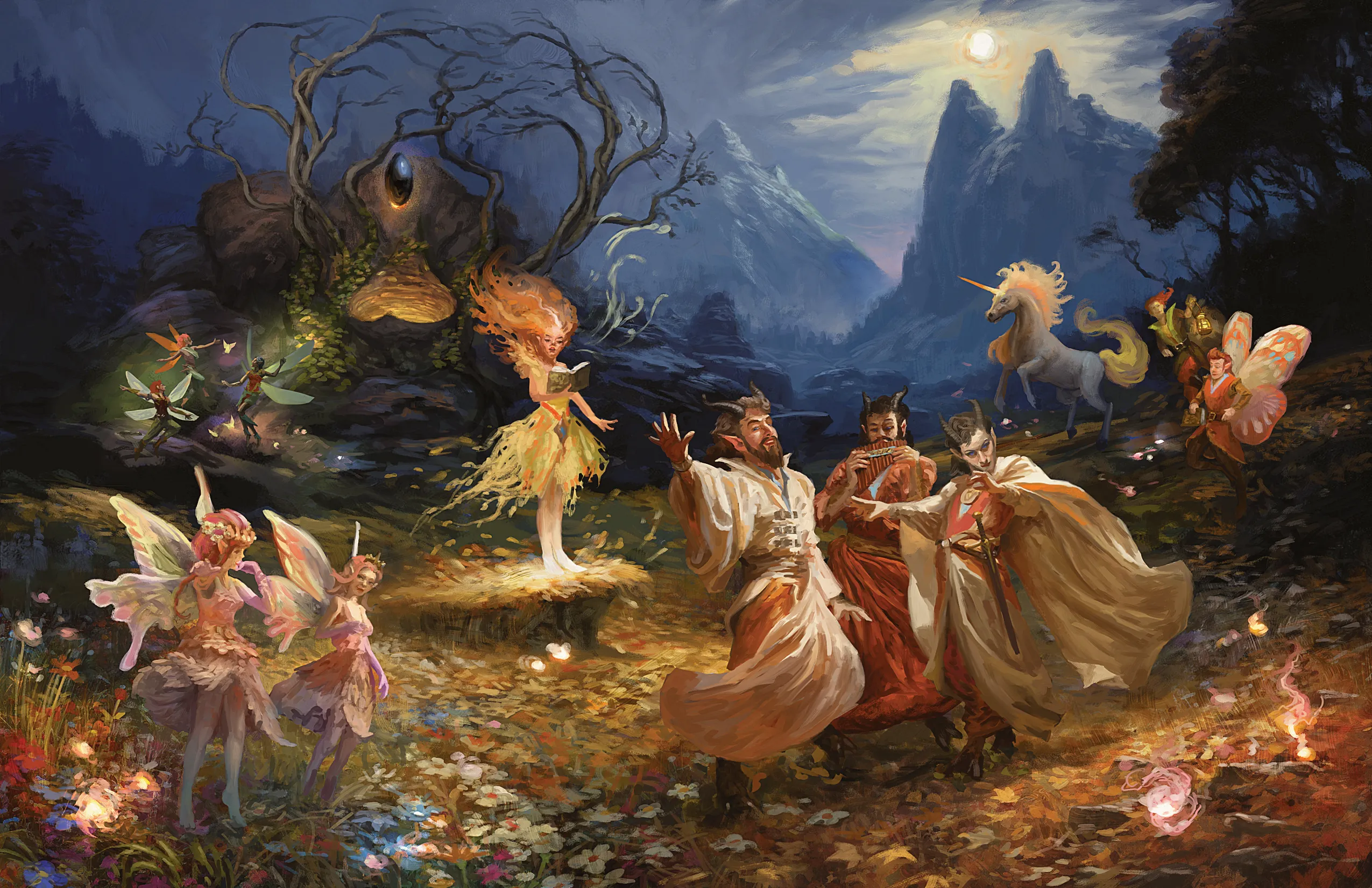 Fey revel in the Gloaming Court under the watchful eye of the Queen of Air and Darkness.