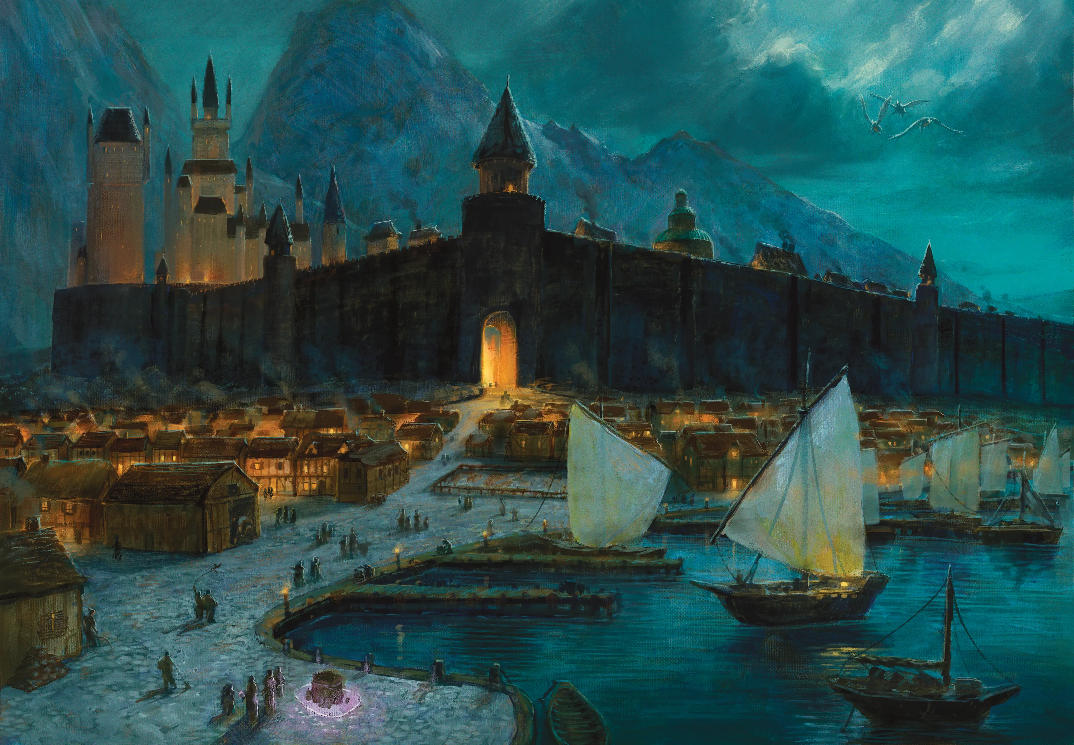 The Free City of Greyhawk rises up behind the teeming city docks.