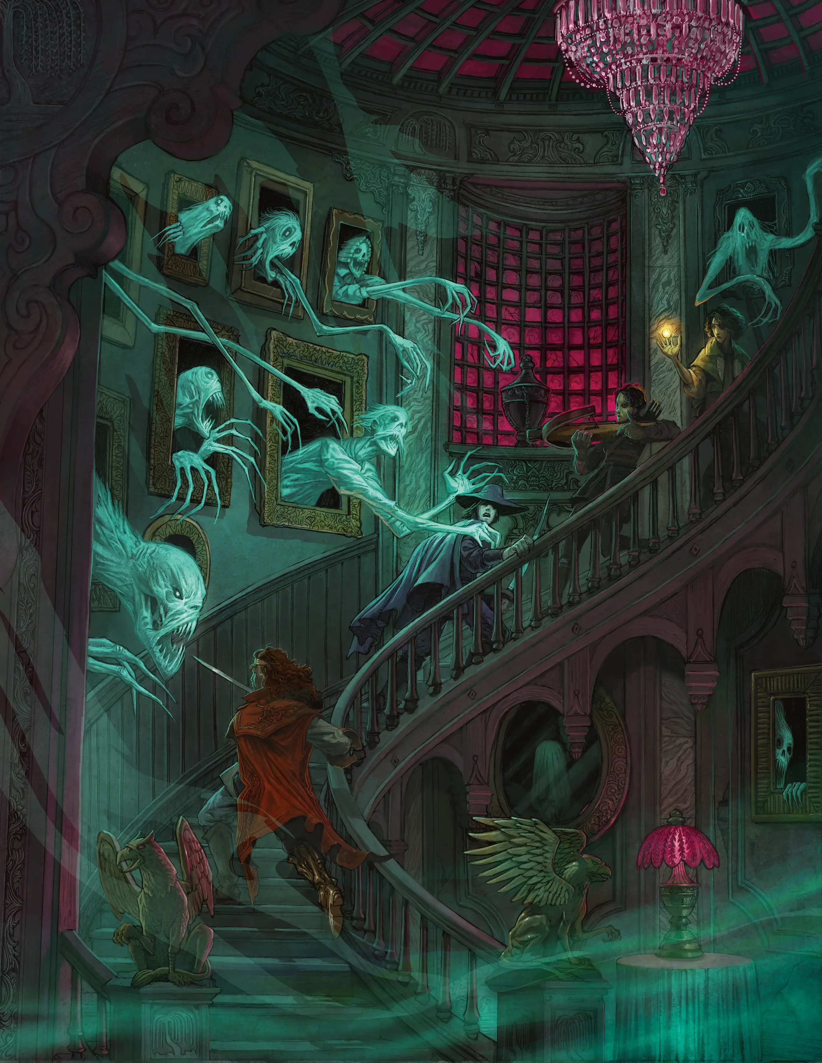 The Weathermay-Foxgrove Twins, Gennifer and Laurie, along with Savra Sunstar and Ez d™Avenir, explore the infamous House on Gryphon Hill.
