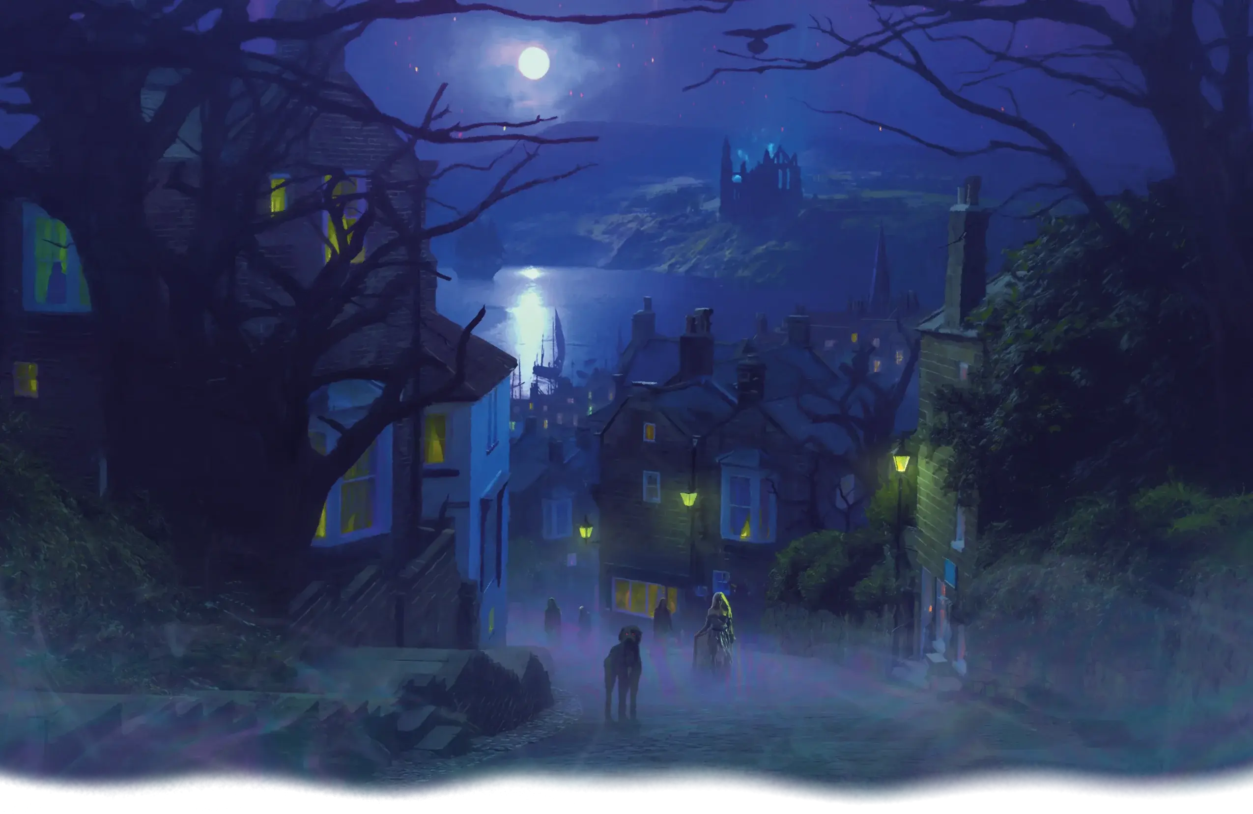 Fog locally known as the breath of the dead obscures mysterious shapes on the streets of Mordentshire.