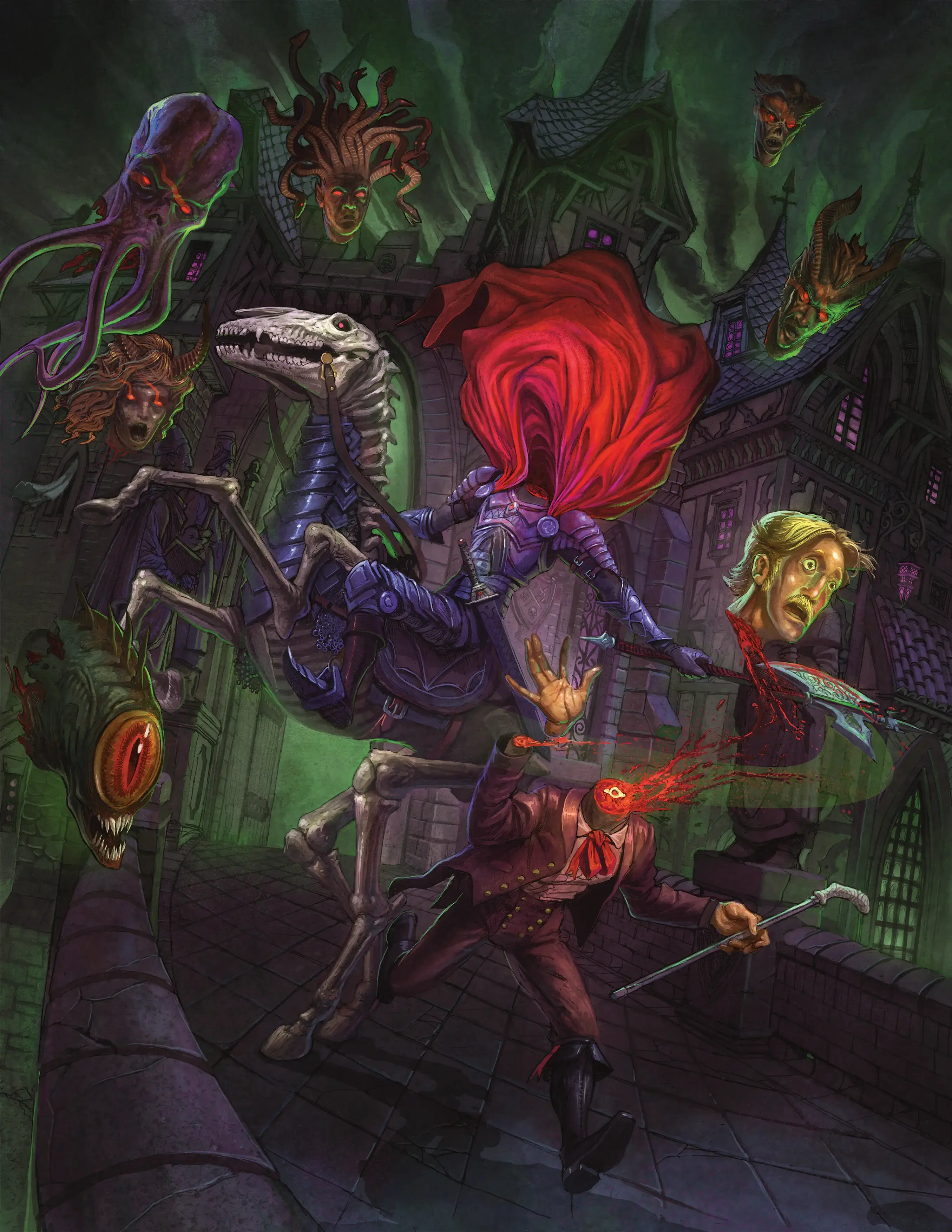 A grim dullahan strikes down its victim, claiming another grisly death™s head as a follower.