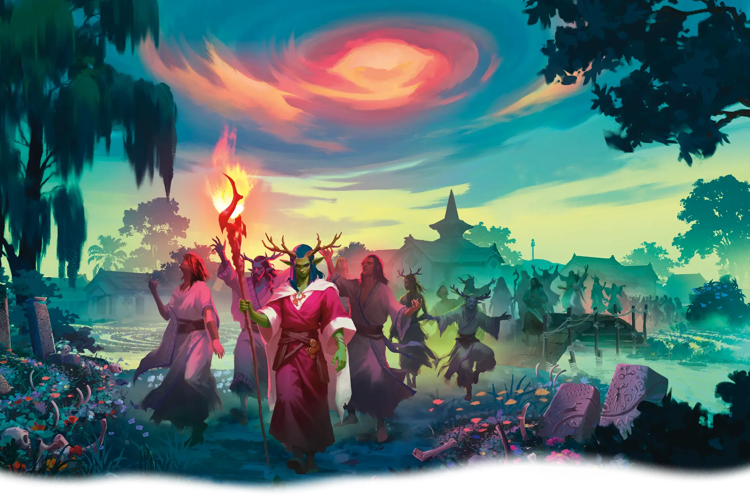 Celebrants parade from Viktal to Mother™s Sight to honor their god on the day of the Tithe.